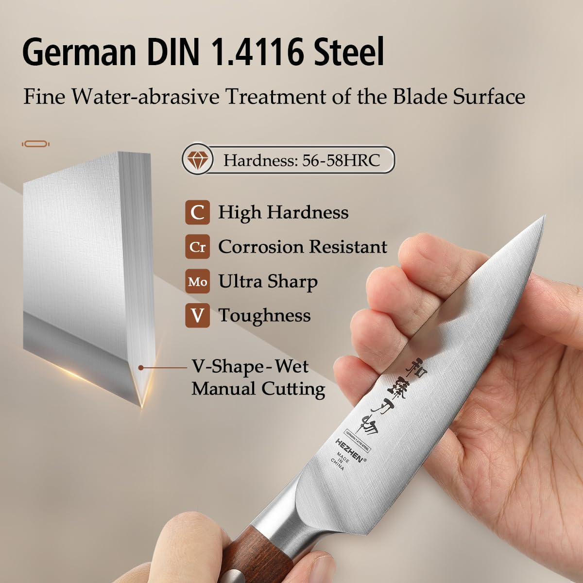 Multipurpose Asian Chef Knife - 7.4 inch Nakiri Knife -Din 1.4116 Steel-Razor Sharp & Full Tang Kitchen Knife, for Chopping, Dicing & Slicing with Ergonomic Handle