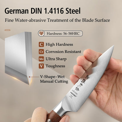 Multipurpose Asian Chef Knife - 7.4 inch Nakiri Knife -Din 1.4116 Steel-Razor Sharp & Full Tang Kitchen Knife, for Chopping, Dicing & Slicing with Ergonomic Handle