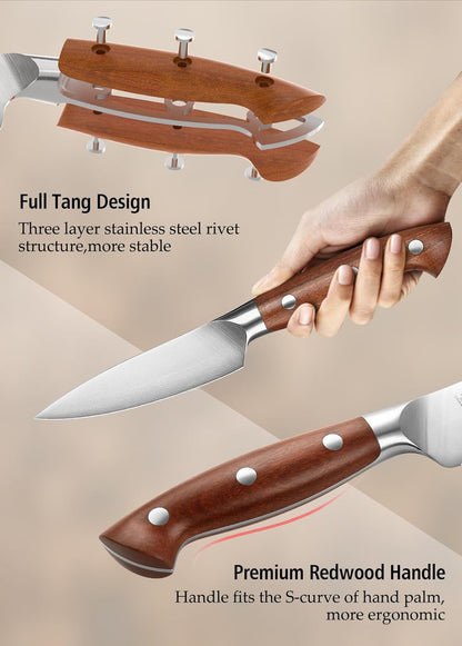 Multipurpose Asian Chef Knife - 7.4 inch Nakiri Knife -Din 1.4116 Steel-Razor Sharp & Full Tang Kitchen Knife, for Chopping, Dicing & Slicing with Ergonomic Handle