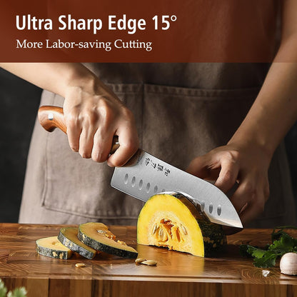 Multipurpose Asian Chef Knife - 7.4 inch Nakiri Knife -Din 1.4116 Steel-Razor Sharp & Full Tang Kitchen Knife, for Chopping, Dicing & Slicing with Ergonomic Handle