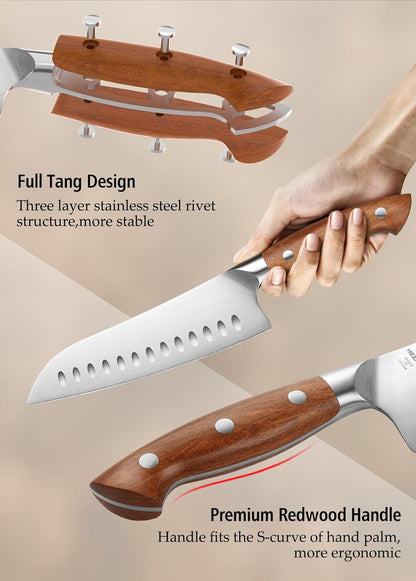 Multipurpose Asian Chef Knife - 7.4 inch Nakiri Knife -Din 1.4116 Steel-Razor Sharp & Full Tang Kitchen Knife, for Chopping, Dicing & Slicing with Ergonomic Handle