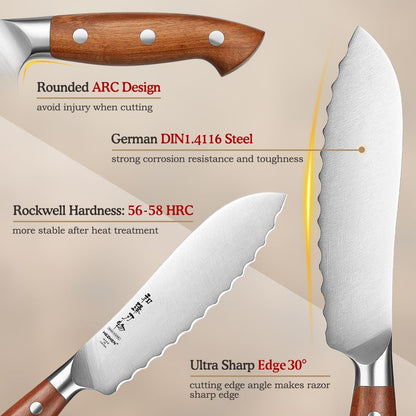 Multipurpose Asian Chef Knife - 7.4 inch Nakiri Knife -Din 1.4116 Steel-Razor Sharp & Full Tang Kitchen Knife, for Chopping, Dicing & Slicing with Ergonomic Handle