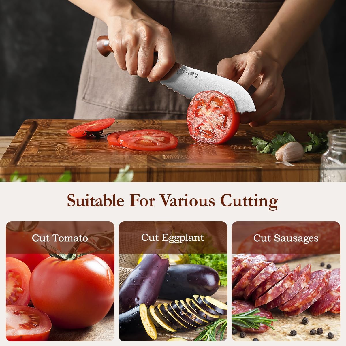 Multipurpose Asian Chef Knife - 7.4 inch Nakiri Knife -Din 1.4116 Steel-Razor Sharp & Full Tang Kitchen Knife, for Chopping, Dicing & Slicing with Ergonomic Handle
