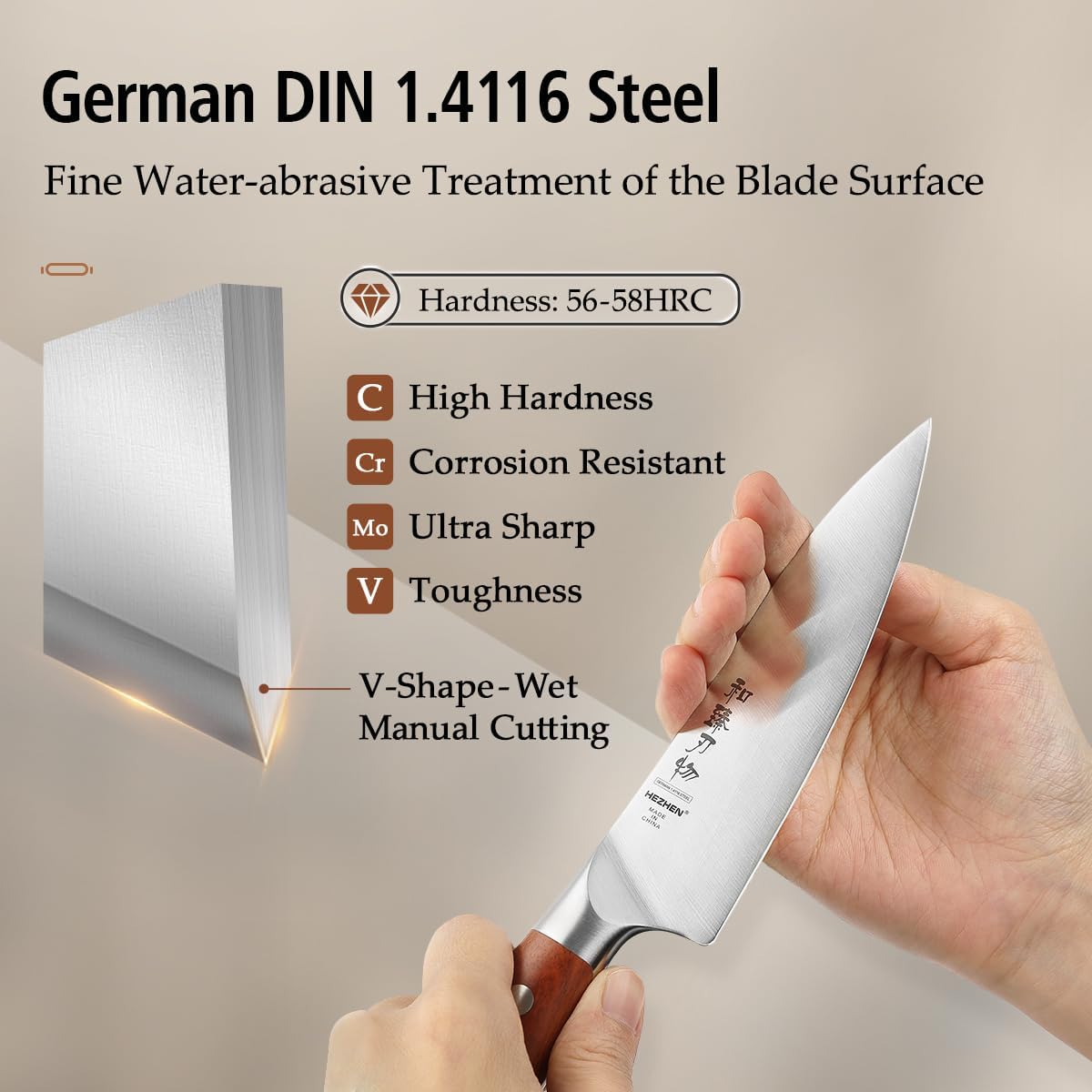 Multipurpose Asian Chef Knife - 7.4 inch Nakiri Knife -Din 1.4116 Steel-Razor Sharp & Full Tang Kitchen Knife, for Chopping, Dicing & Slicing with Ergonomic Handle