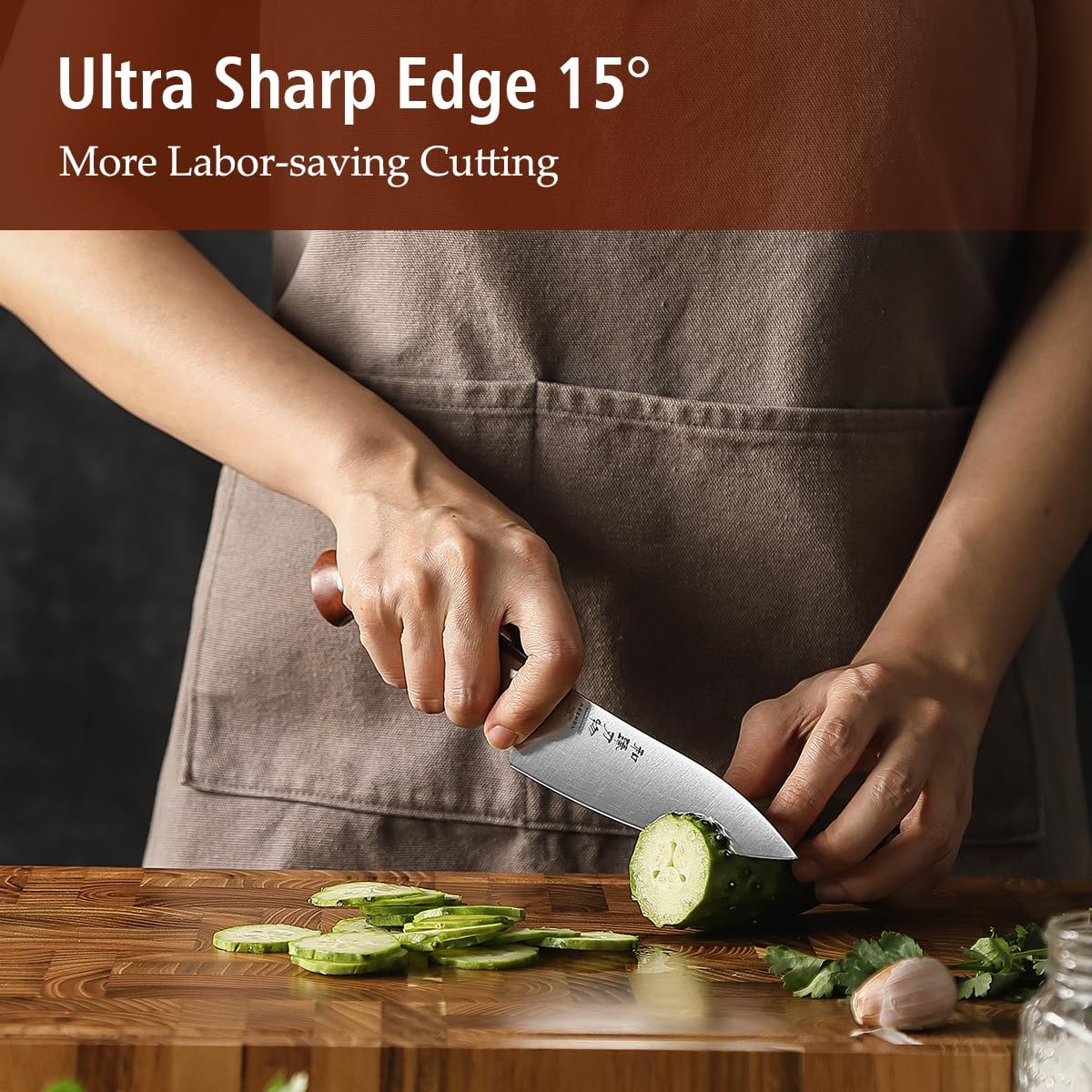 Multipurpose Asian Chef Knife - 7.4 inch Nakiri Knife -Din 1.4116 Steel-Razor Sharp & Full Tang Kitchen Knife, for Chopping, Dicing & Slicing with Ergonomic Handle