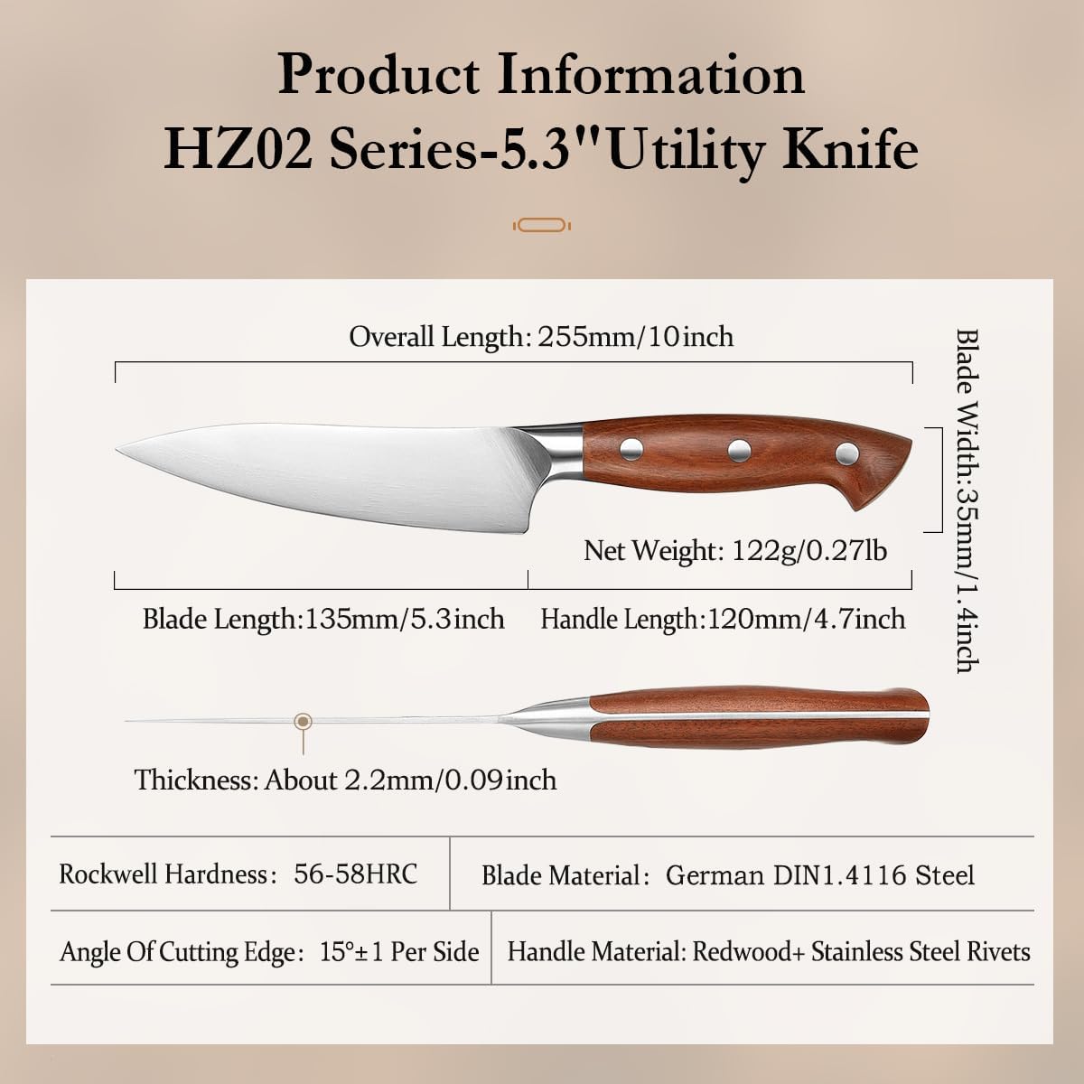 Multipurpose Asian Chef Knife - 7.4 inch Nakiri Knife -Din 1.4116 Steel-Razor Sharp & Full Tang Kitchen Knife, for Chopping, Dicing & Slicing with Ergonomic Handle