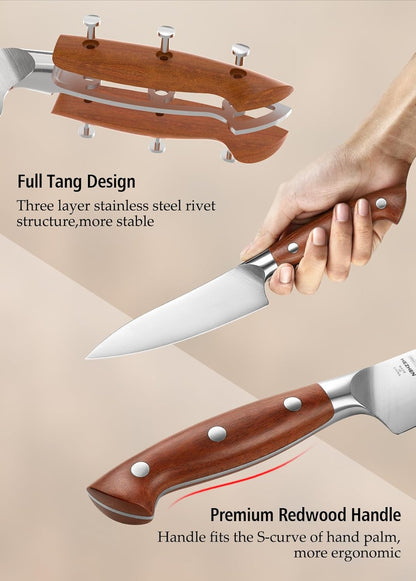 Multipurpose Asian Chef Knife - 7.4 inch Nakiri Knife -Din 1.4116 Steel-Razor Sharp & Full Tang Kitchen Knife, for Chopping, Dicing & Slicing with Ergonomic Handle