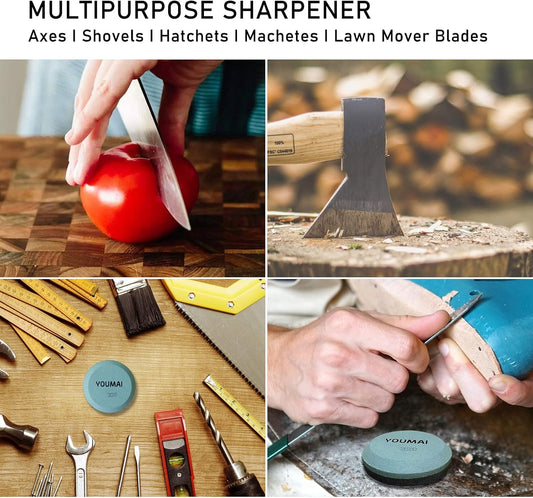 Axe Sharpening Stone, 180 320 Grit Hatchet Whetstone Knife Sharpener | 180 and 320 Grit Hatchet Whetstone Multi-Purpose Blade Knife Sharpener for Your Axe, Machete, Garden tool, with Reusable Box