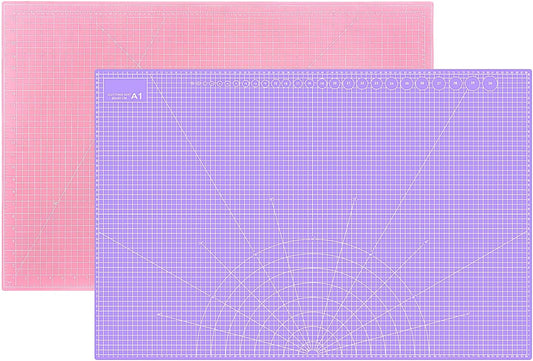 24" x 36" Self Healing Cutting Mat: Double Sided Sewing Cutting Mat Craft Supplies A1 Size for Quilting, Crafts Arts, and Fabric Purple & Pink Design (Pink & Purple)