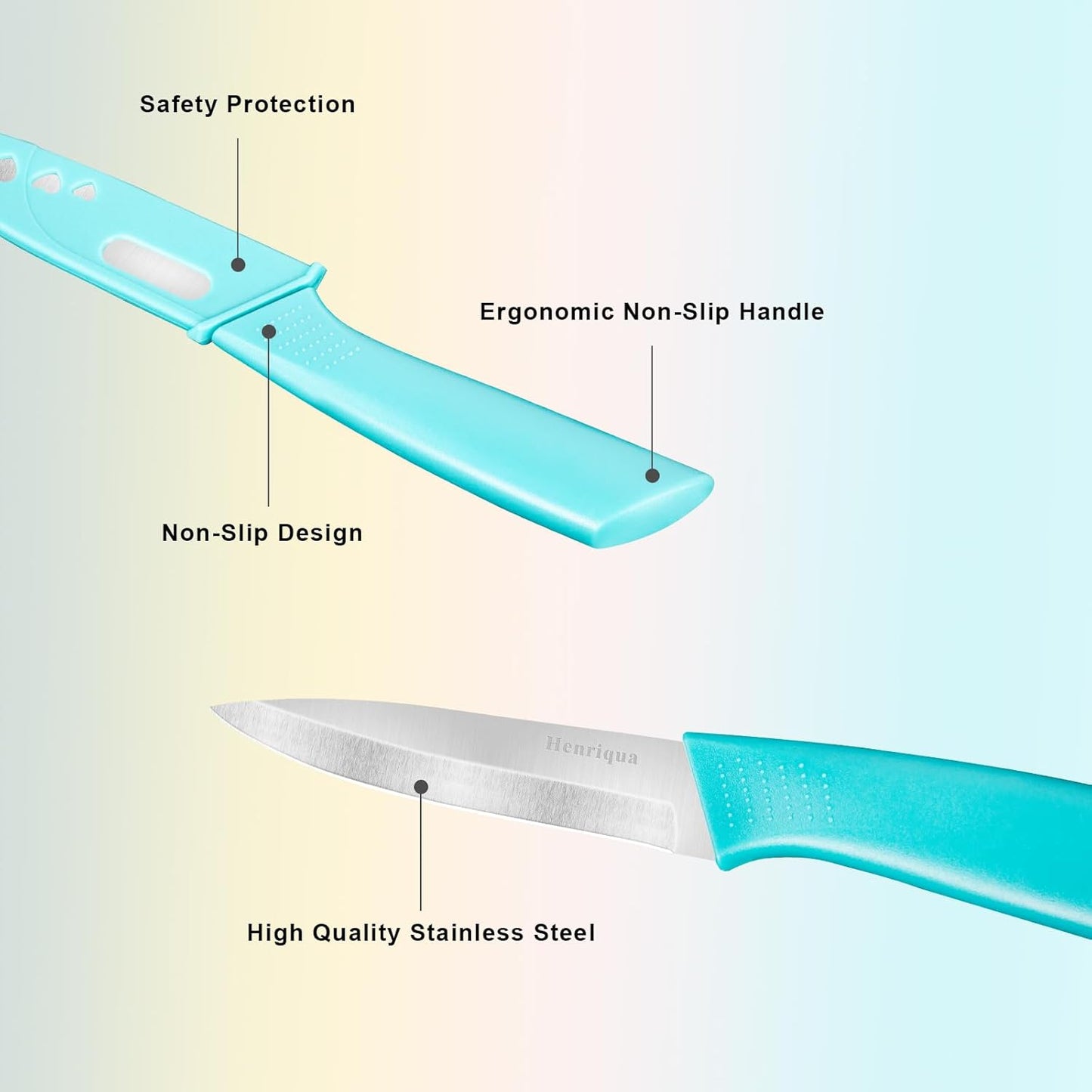 Paring Knife Set of 4, Paring Knives With Cover, 4 inch Small Fruit Knife, Ultra Sharp Kitchen Knives，High Carbon Stainless Steel PP Plastic Handle