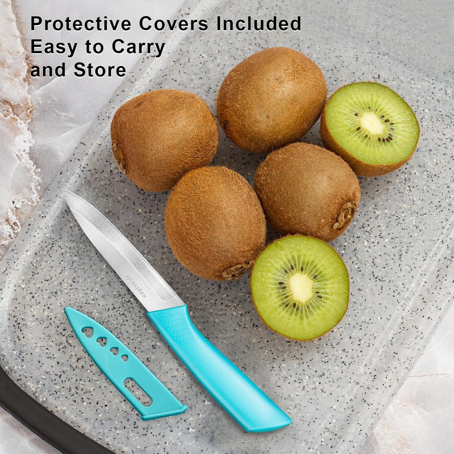 Paring Knife Set of 4, Paring Knives With Cover, 4 inch Small Fruit Knife, Ultra Sharp Kitchen Knives，High Carbon Stainless Steel PP Plastic Handle