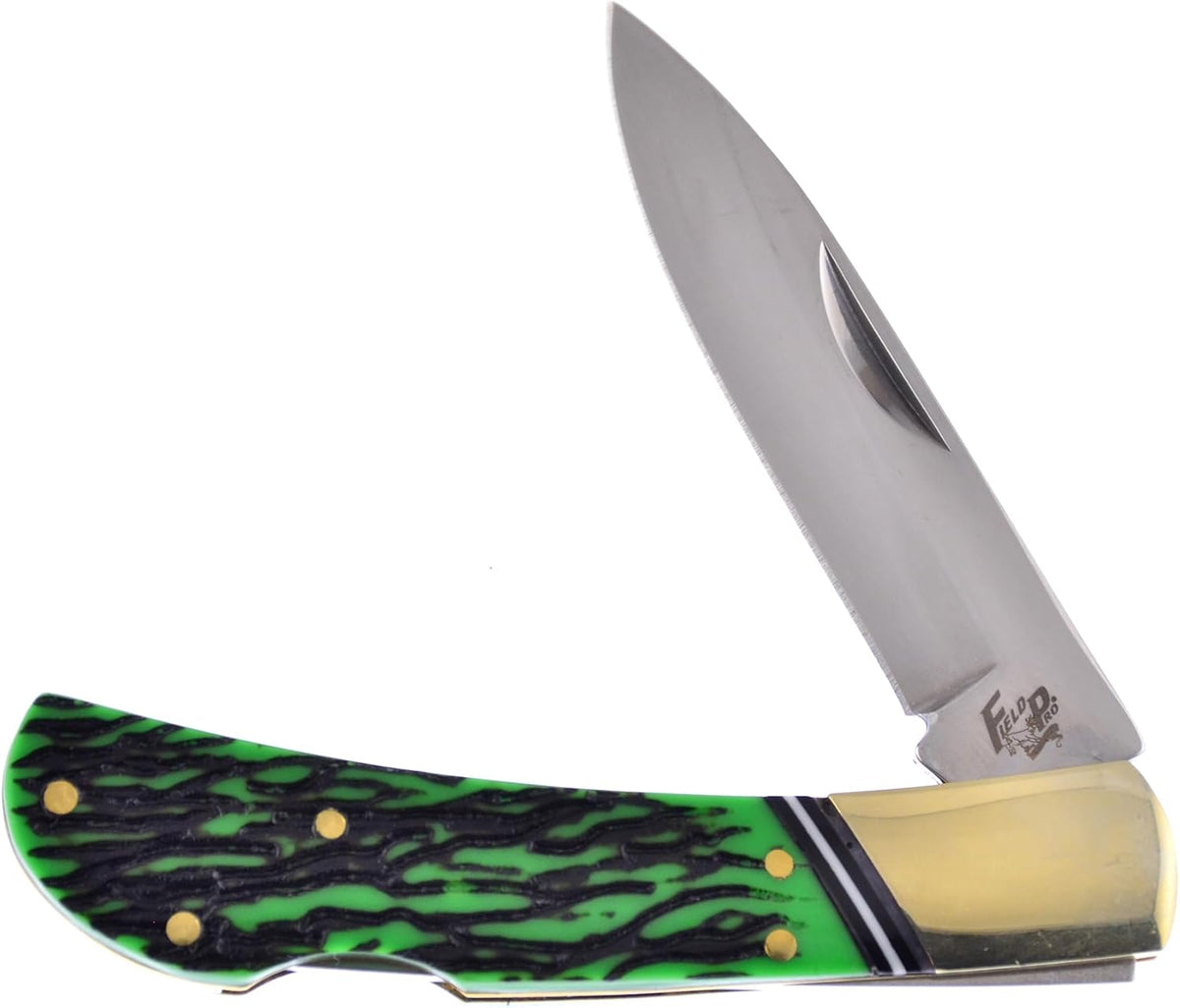 3 Piece Knife Set with a Storage Case 01ST/AG Fixed Blade & Pocket Knives with a Green Composite Handle Stainless Steel Blades Ranging from 4-9 Inches in Length