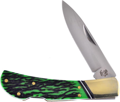 3 Piece Knife Set with a Storage Case 01ST/AG Fixed Blade & Pocket Knives with a Green Composite Handle Stainless Steel Blades Ranging from 4-9 Inches in Length
