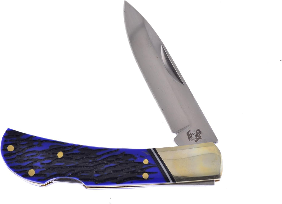 3 Piece Knife Set with a Storage Case 01ST/AG Fixed Blade & Pocket Knives with a Green Composite Handle Stainless Steel Blades Ranging from 4-9 Inches in Length
