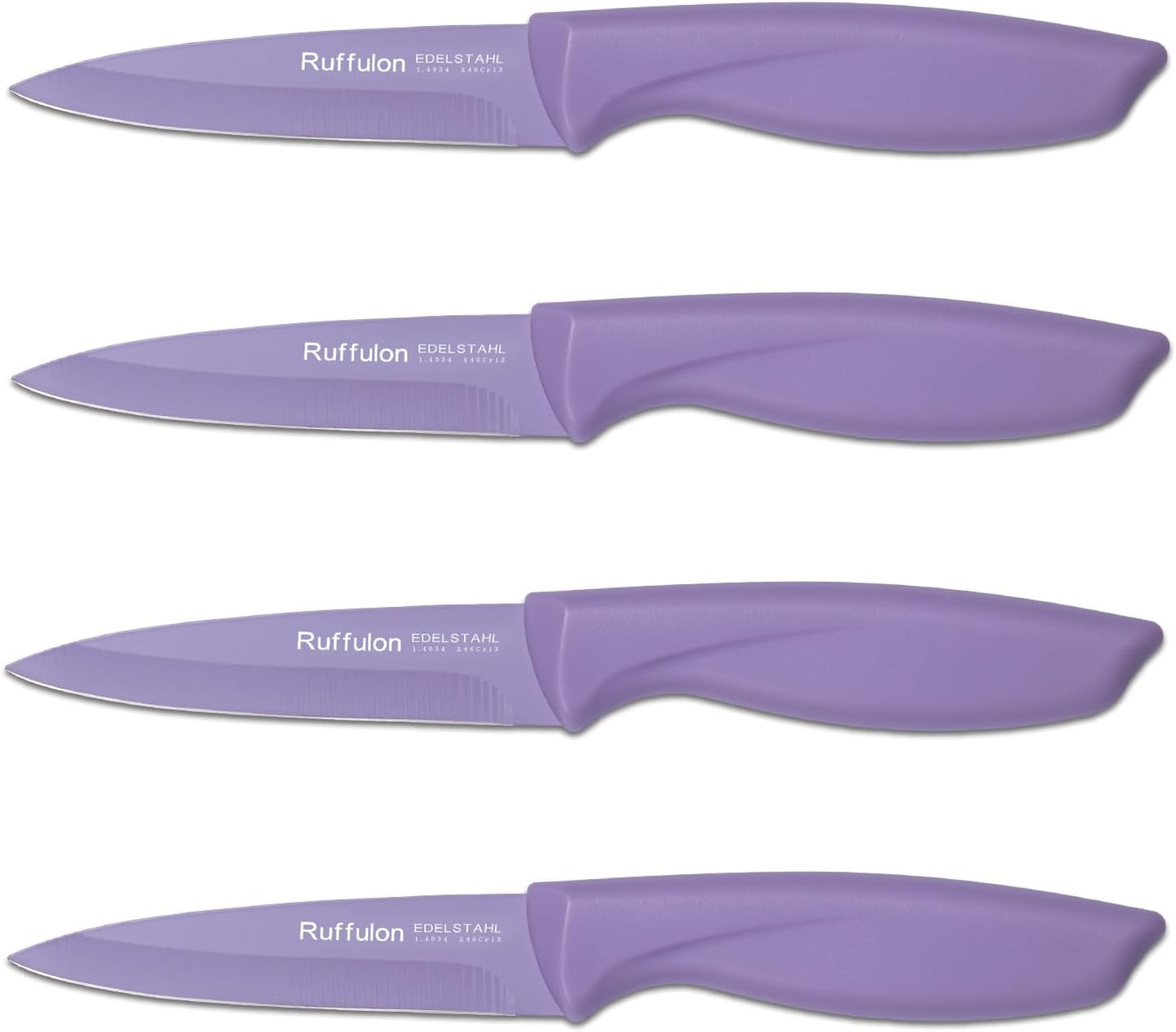 4-Piece Fruit Knife Set 7.88-inch stainless steel paring knife Straight blade with pointed tip design PP plastic ergonomic handle Specifically designed for cutting fruits and vegetables,Black.