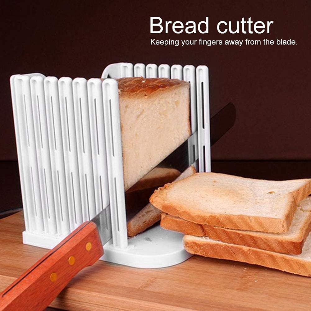 Foldable Compact Plastic Bread Loaf Cutter Slicer for Homemade Bread, Cake, Toast, Bagels