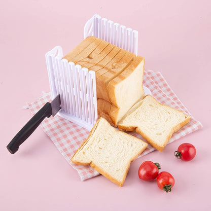 Foldable Compact Plastic Bread Loaf Cutter Slicer for Homemade Bread, Cake, Toast, Bagels