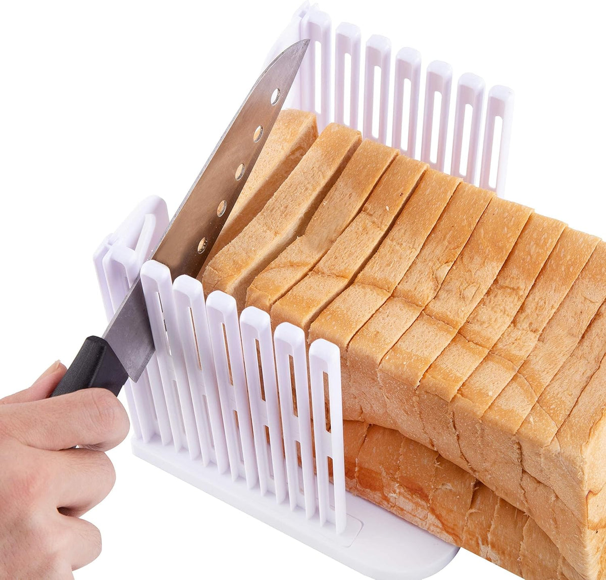 Foldable Compact Plastic Bread Loaf Cutter Slicer for Homemade Bread, Cake, Toast, Bagels