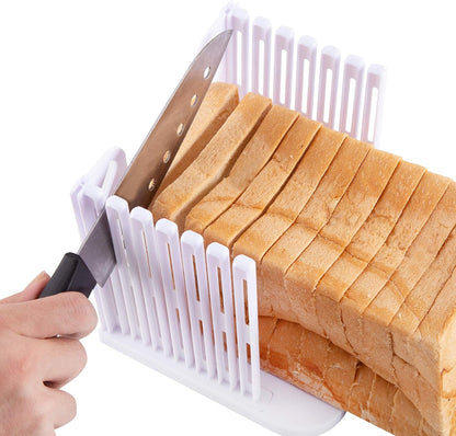Foldable Compact Plastic Bread Loaf Cutter Slicer for Homemade Bread, Cake, Toast, Bagels