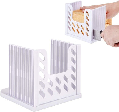 Foldable Compact Plastic Bread Loaf Cutter Slicer for Homemade Bread, Cake, Toast, Bagels