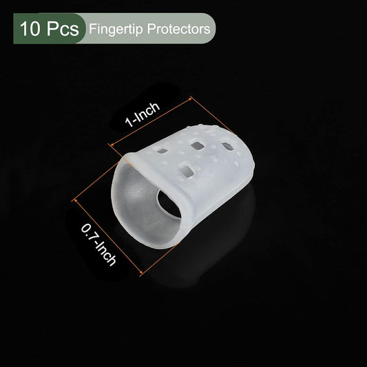 10 Pcs Fingertip Protector Silicone Fingertip Covers | Protect Fingers, Great for Playing Guitar, Sewing, Cutting (Transparent, 25mm, 1-Inch)
