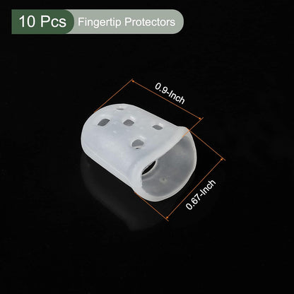 10 Pcs Fingertip Protector Silicone Fingertip Covers | Protect Fingers, Great for Playing Guitar, Sewing, Cutting (Transparent, 25mm, 1-Inch)