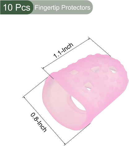 10 Pcs Fingertip Protector Silicone Fingertip Covers | Protect Fingers, Great for Playing Guitar, Sewing, Cutting (Transparent, 25mm, 1-Inch)