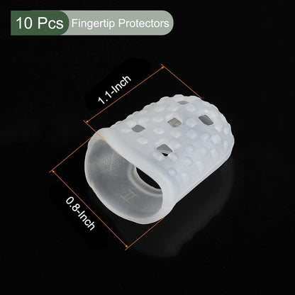 10 Pcs Fingertip Protector Silicone Fingertip Covers | Protect Fingers, Great for Playing Guitar, Sewing, Cutting (Transparent, 25mm, 1-Inch)
