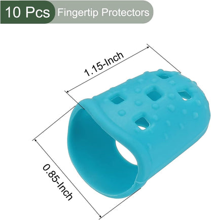 10 Pcs Fingertip Protector Silicone Fingertip Covers | Protect Fingers, Great for Playing Guitar, Sewing, Cutting (Transparent, 25mm, 1-Inch)