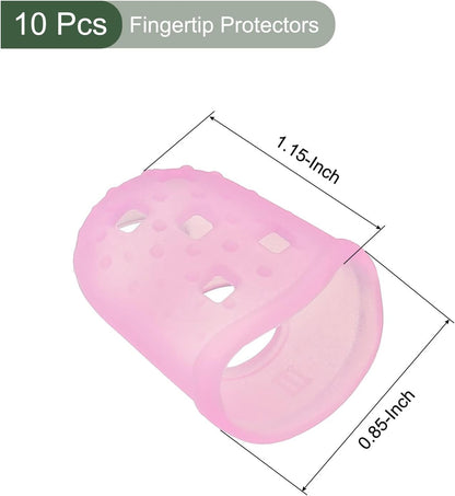 10 Pcs Fingertip Protector Silicone Fingertip Covers | Protect Fingers, Great for Playing Guitar, Sewing, Cutting (Transparent, 25mm, 1-Inch)