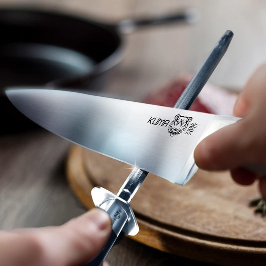 Kitchen Knife Sharpener - 8 Inch Steel Honing Rod - USER FRIENDLY | For Sharpening your Chef's Knife, Carving Knife, Chopping Knives, And More! - Easily Hone & Recover Your Sharp Edge Today!