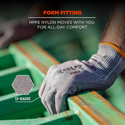 ProFlex 7024 Cut Resistant Work Gloves, ANSI A2, PU Coated Palms for Flexible No Slip Grip, Abrasion Resistant, 13g, Touchscreen Capable, Gray, Medium