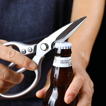 Stainless Steel Detachable Kitchen Shears Full-Steel Forged Metal Scissors for Food, Professional Chef Shears Bone Cutting Meat Pizza Scissors Kitchen Utensils Come Apart, Silver