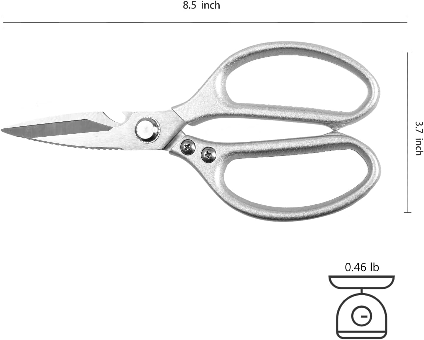 Stainless Steel Detachable Kitchen Shears Full-Steel Forged Metal Scissors for Food, Professional Chef Shears Bone Cutting Meat Pizza Scissors Kitchen Utensils Come Apart, Silver