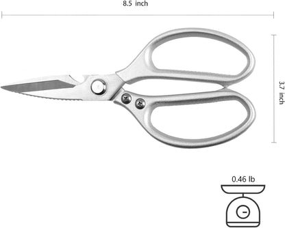 Stainless Steel Detachable Kitchen Shears Full-Steel Forged Metal Scissors for Food, Professional Chef Shears Bone Cutting Meat Pizza Scissors Kitchen Utensils Come Apart, Silver