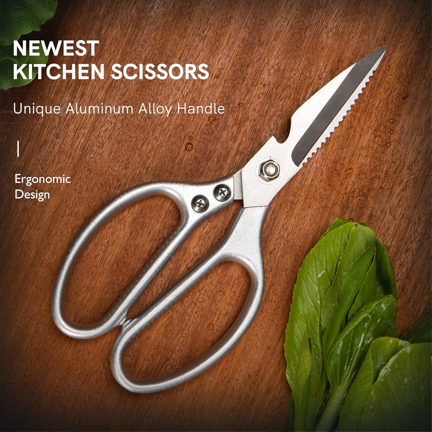 Stainless Steel Detachable Kitchen Shears Full-Steel Forged Metal Scissors for Food, Professional Chef Shears Bone Cutting Meat Pizza Scissors Kitchen Utensils Come Apart, Silver