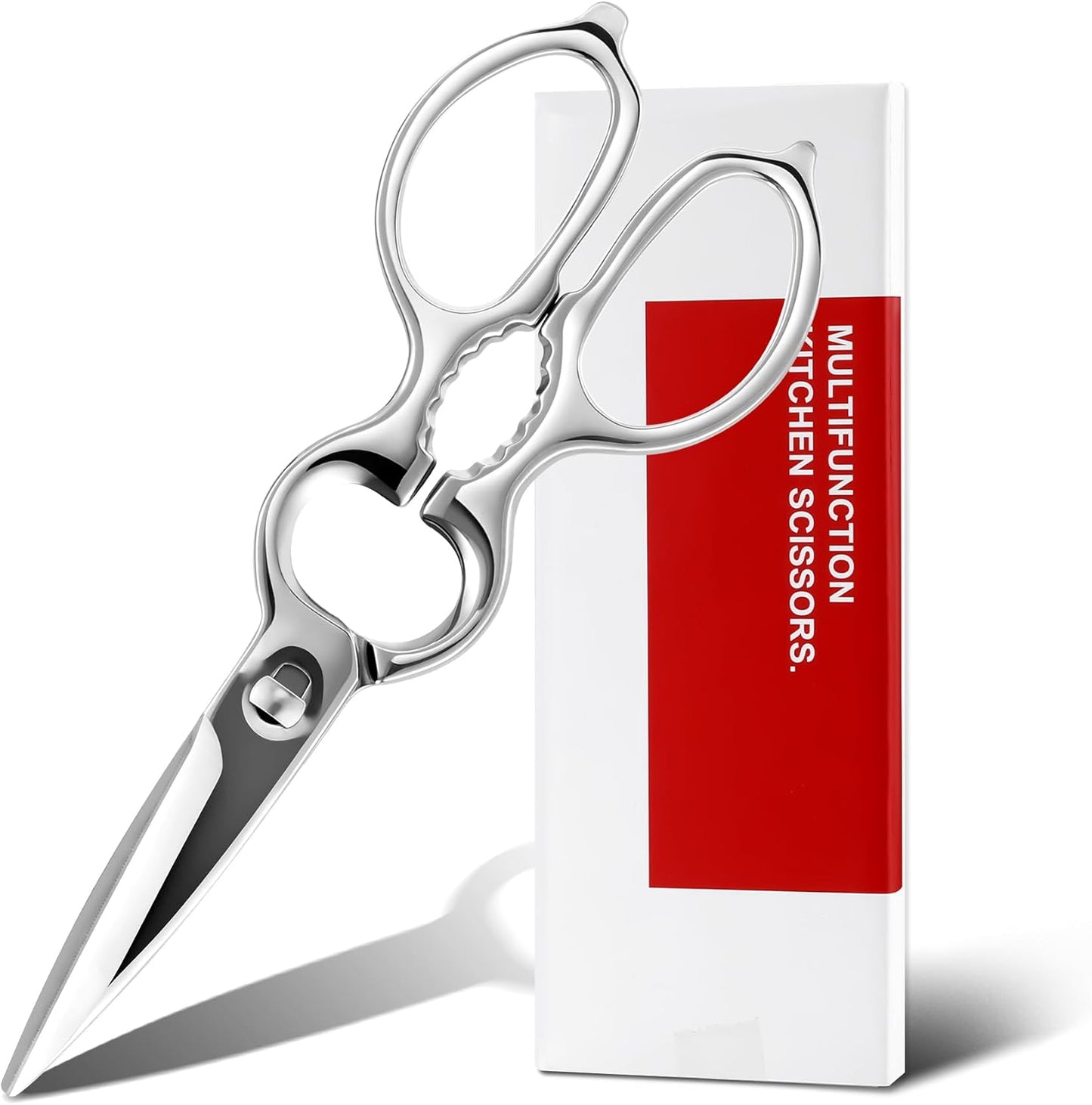 Stainless Steel Detachable Kitchen Shears Full-Steel Forged Metal Scissors for Food, Professional Chef Shears Bone Cutting Meat Pizza Scissors Kitchen Utensils Come Apart, Silver