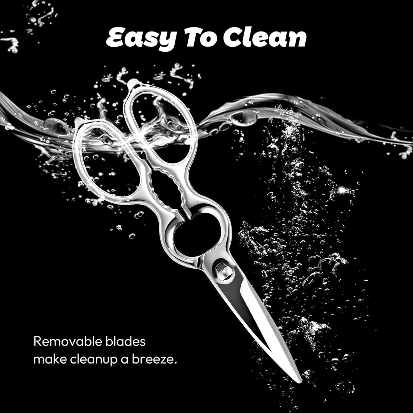 Stainless Steel Detachable Kitchen Shears Full-Steel Forged Metal Scissors for Food, Professional Chef Shears Bone Cutting Meat Pizza Scissors Kitchen Utensils Come Apart, Silver