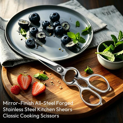 Stainless Steel Detachable Kitchen Shears Full-Steel Forged Metal Scissors for Food, Professional Chef Shears Bone Cutting Meat Pizza Scissors Kitchen Utensils Come Apart, Silver