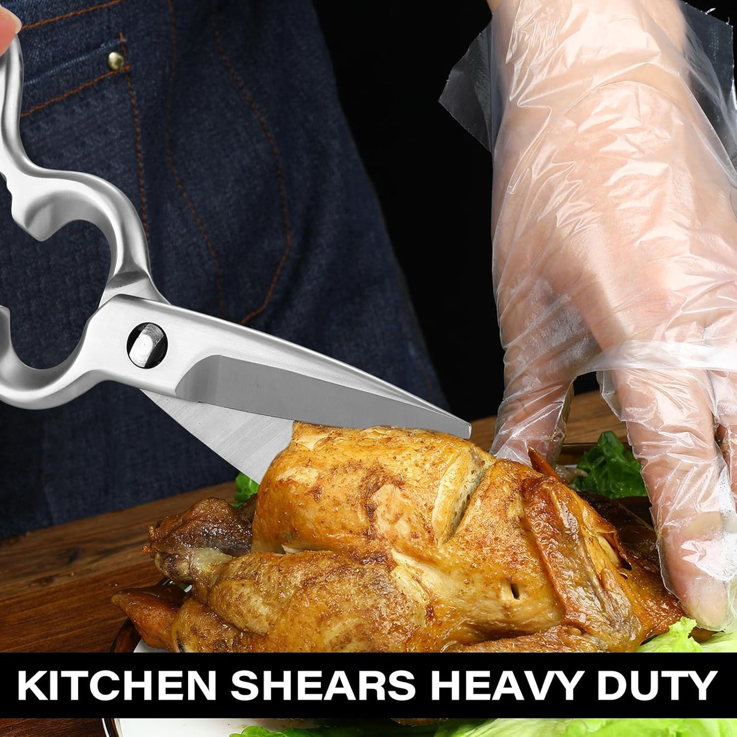 Stainless Steel Detachable Kitchen Shears Full-Steel Forged Metal Scissors for Food, Professional Chef Shears Bone Cutting Meat Pizza Scissors Kitchen Utensils Come Apart, Silver
