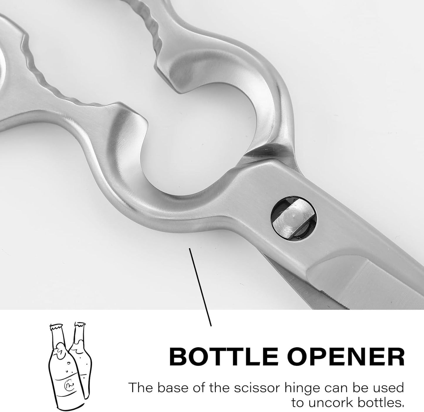 Stainless Steel Detachable Kitchen Shears Full-Steel Forged Metal Scissors for Food, Professional Chef Shears Bone Cutting Meat Pizza Scissors Kitchen Utensils Come Apart, Silver