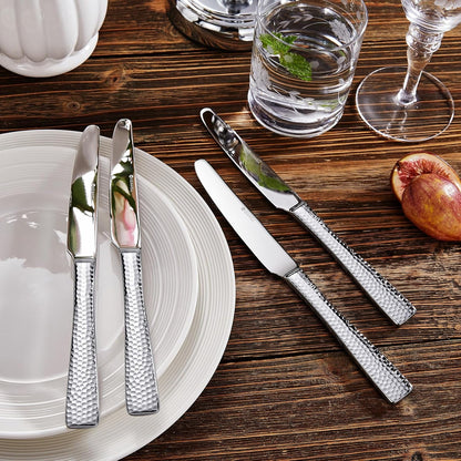 Premium Louis 4-Piece 9.5-Inch Dinner Knife Set (Plain) | Stainless Steel Serrated Dinner Knives; Classic Plain Design; Sturdy Construction; Brilliant Mirror Finish; Dishwasher Safe