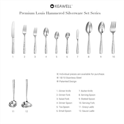 Premium Louis 4-Piece 9.5-Inch Dinner Knife Set (Plain) | Stainless Steel Serrated Dinner Knives; Classic Plain Design; Sturdy Construction; Brilliant Mirror Finish; Dishwasher Safe