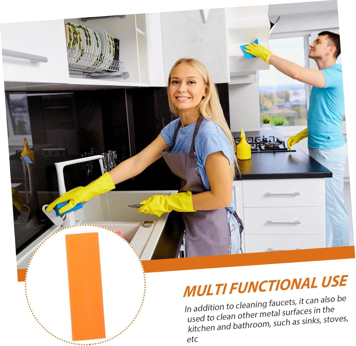 Stainless Steel Rust Scrubber Eraser Multi-Purpose Cleaner for Kitchen and Bathroom Limescale Removal Reusable and Lightweight Rubber Abradant Material Safe and Convenient