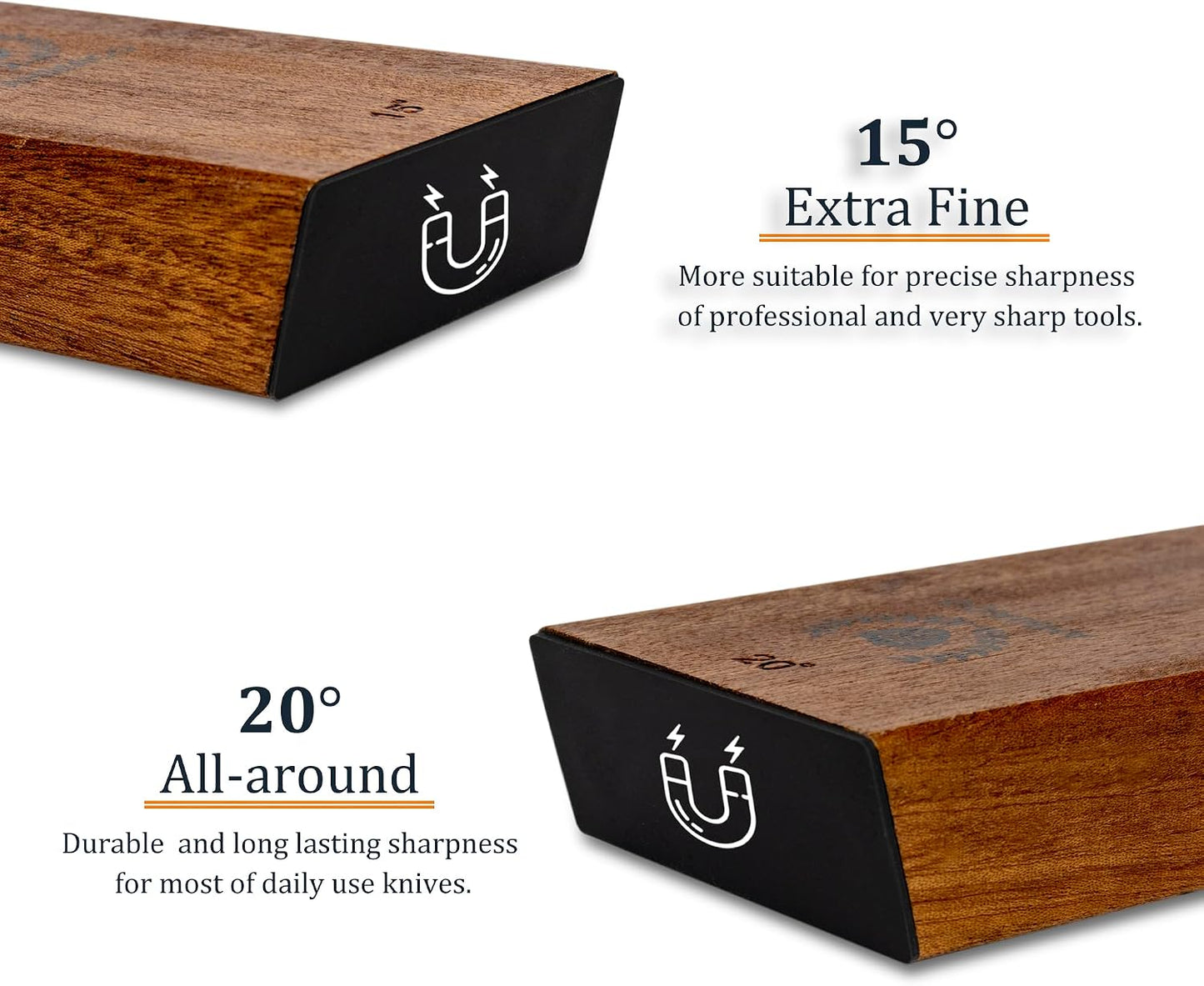 Rolling Knife Sharpener Kit with Magnetic Wooden Base — Diamond & Ceramic Discs, 15° & 20° Angle Sharpening System for Kitchen & Chef Knives — Home, Professional & Outdoor Use”