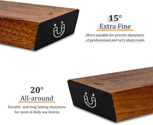 Rolling Knife Sharpener Kit with Magnetic Wooden Base — Diamond & Ceramic Discs, 15° & 20° Angle Sharpening System for Kitchen & Chef Knives — Home, Professional & Outdoor Use”