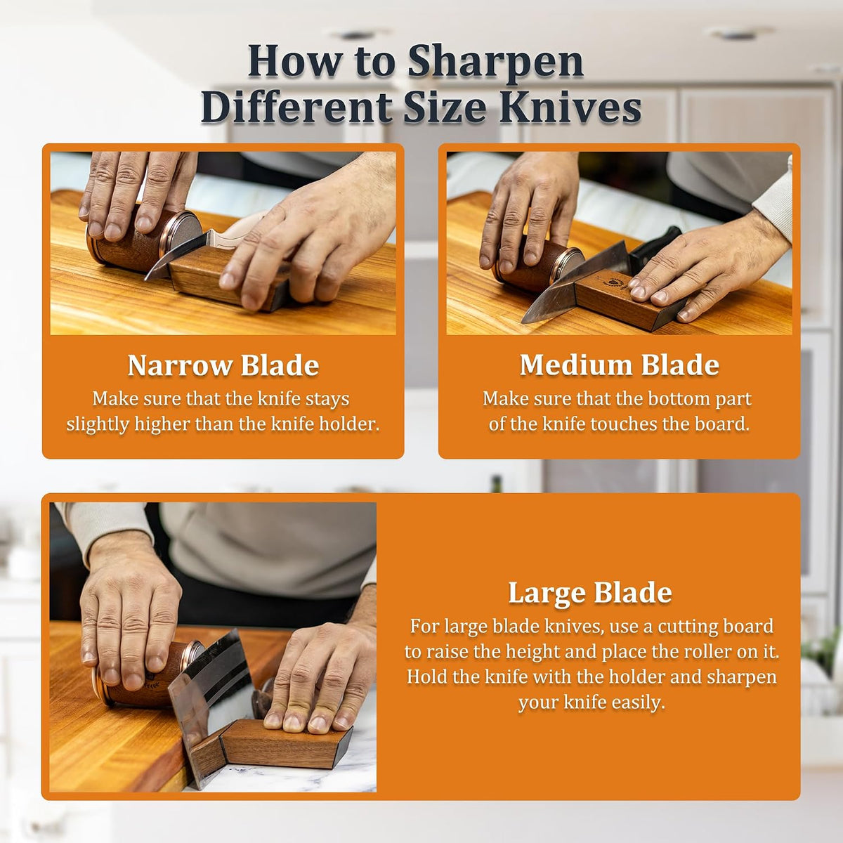 Rolling Knife Sharpener Kit with Magnetic Wooden Base — Diamond & Ceramic Discs, 15° & 20° Angle Sharpening System for Kitchen & Chef Knives — Home, Professional & Outdoor Use”