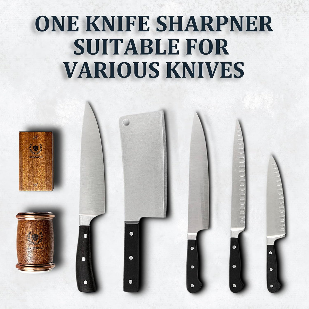 Rolling Knife Sharpener Kit with Magnetic Wooden Base — Diamond & Ceramic Discs, 15° & 20° Angle Sharpening System for Kitchen & Chef Knives — Home, Professional & Outdoor Use”
