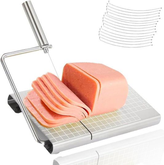 Cheese Slicer with 16 Replacement Wire, Cheese Cutter Board for Cutting Ham