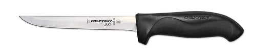 36001 Narrow Boning Knife, 6" High Carbon Stainless Steel Blade, Flexible Precision Edge, Contoured Black Polypropylene Santoprene Handle, Made in USA, Professional Meat Trimming Knife